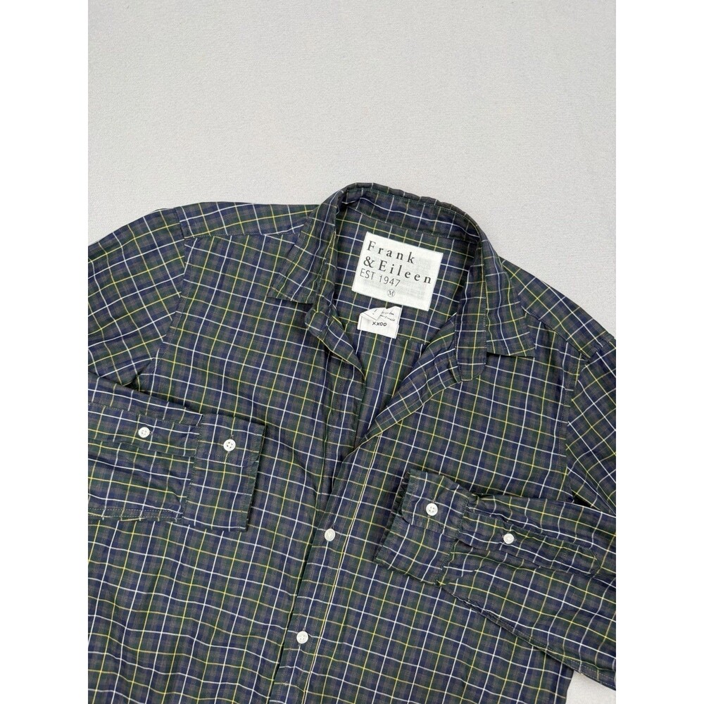 Frank & Eileen Shirt Womens M Green Plaid Relaxed Button Up Top Ladies Frank